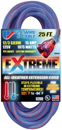 US Wire 12/3 All-Weather 25' Extension Cord - 99025 