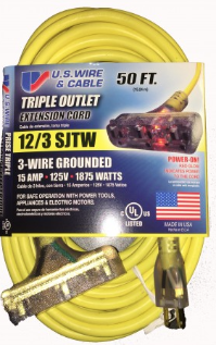 US Wire 12/3 Triple Outlet Extension Cord - 76050 