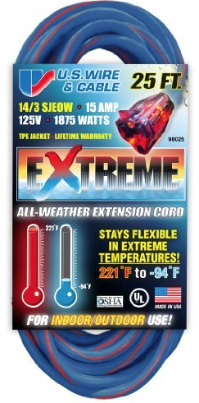 US Wire 14/3 All-Weather 25' Extension Cord - 98025 