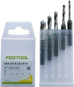 Festool  CE Stubby Brad Point Set 3-8mm  -  495130 