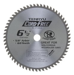 Tenryu 6-1/2" 60 Tooth Burr-Free Non-Ferrous/Aluminum Blade - CF-16560A 